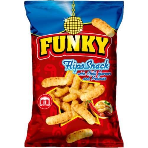 Funky flips snack with chilli flavour and peanuts 170g