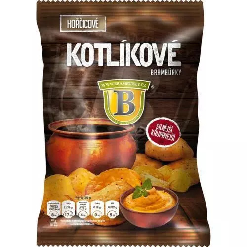 Kotlíkové brambůrky s příchutí hořčice 120g