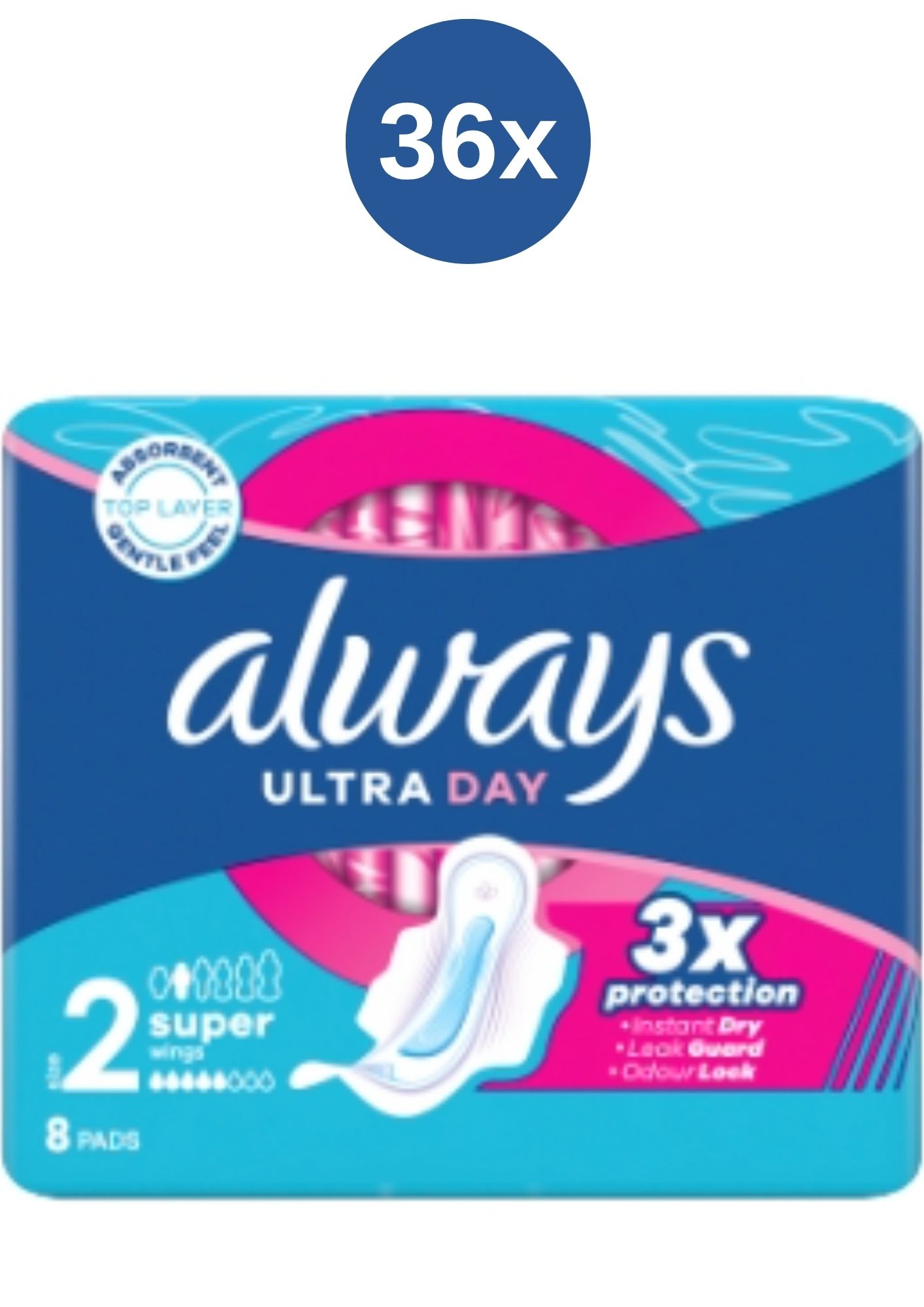 Levně Always Ultra Day Super dámské vložky s křidélky, 36x8 ks