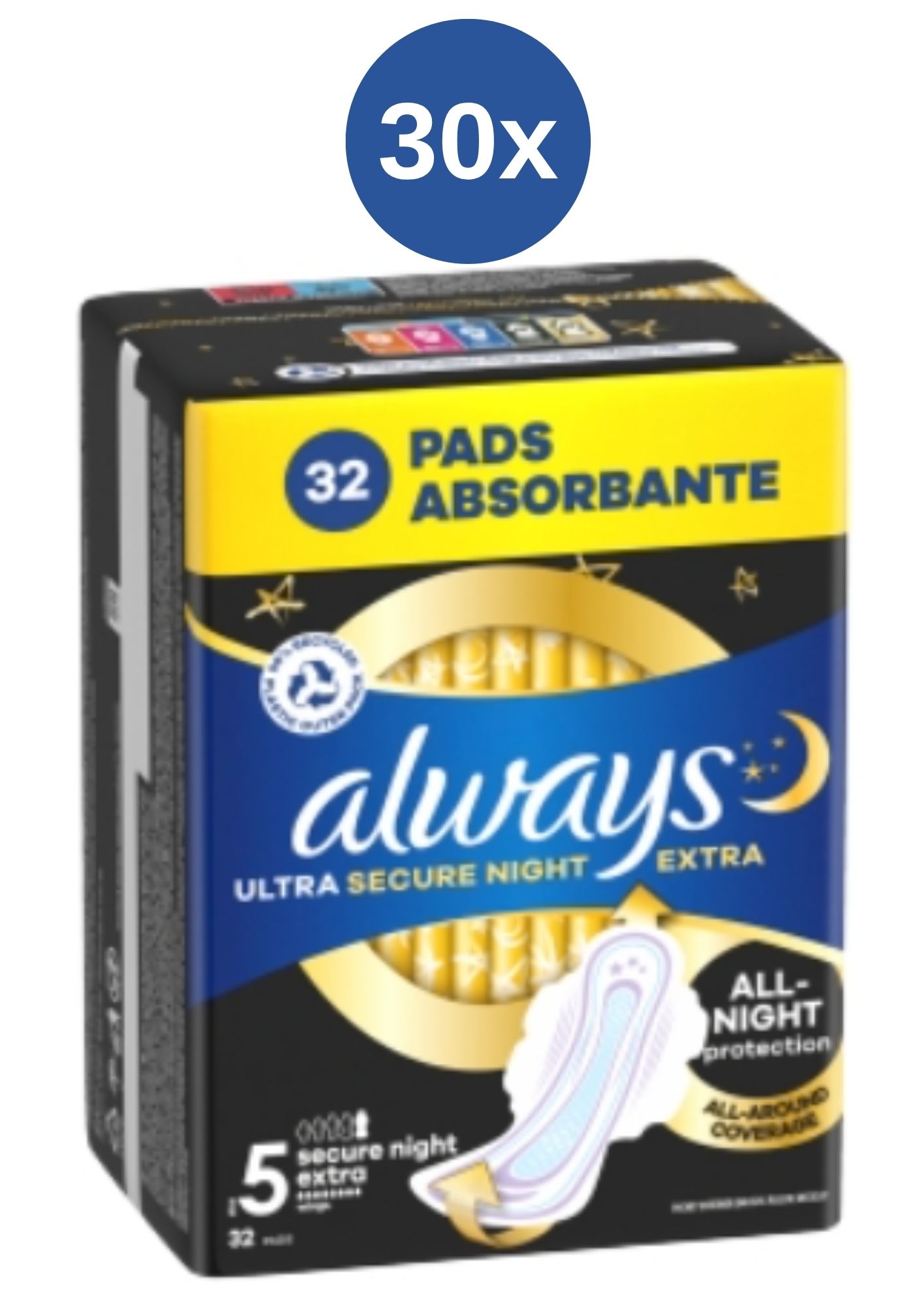 Always vložky Ultra Extra Secure Night 30x32ks