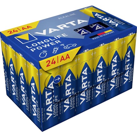 Alkalické baterie aa varta longlife power 24 ks