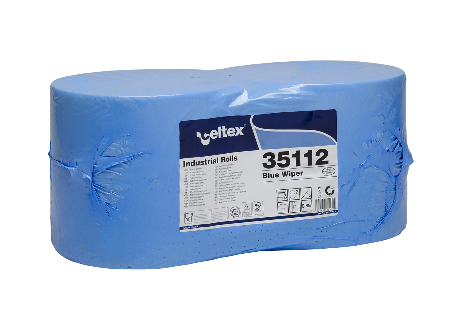 Průmyslová papírová utěrka CELTEX Blue Wiper 970, šířka 24cm, 2vrstvy - 2ks