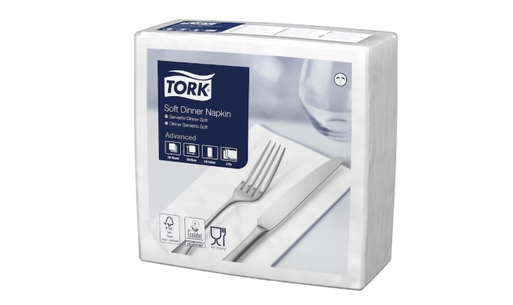 Papírové ubrousky TORK 3vrstvy 39x39cm bílé sklad 1/8 - 100ks