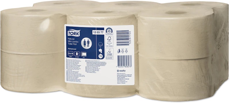 Bio toaletní papír v Mini Jumbo roli TORK Natural 2vrstvy T2 - 12ks NEW