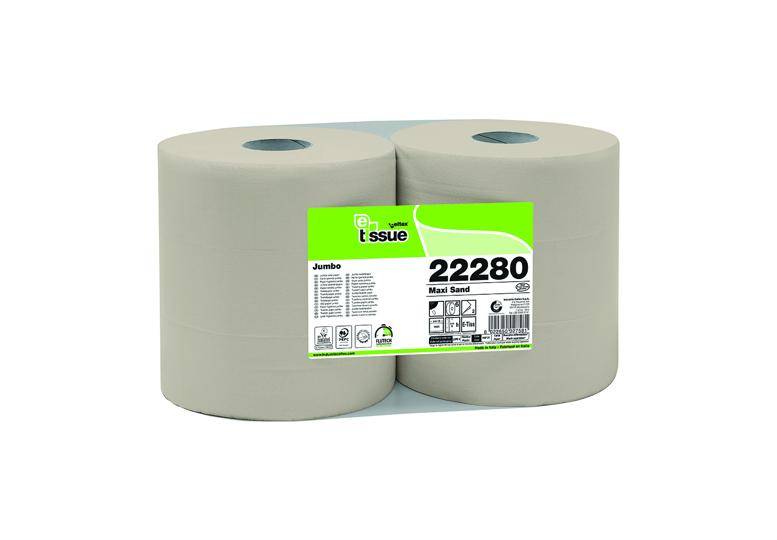 Toaletní papír Jumbo role CELTEX BIO E-Tissue Sand 2vrstvy - 6ks 26053090LR