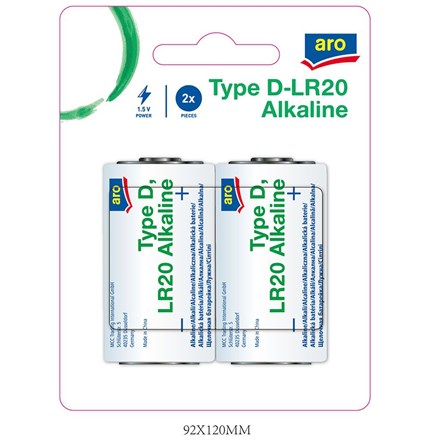 aro Baterie alkalické LR20 typ D 2 ks