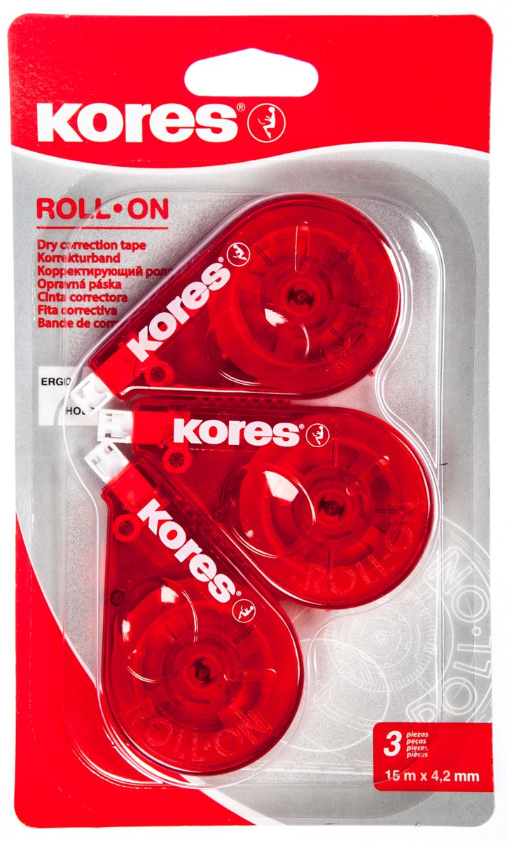 Kores Korekční páska/ bělítko Roll On 3 ks