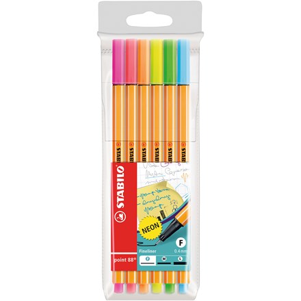 STABILO point 88 Liner jemný neonové barvy 6 ks pouzdro