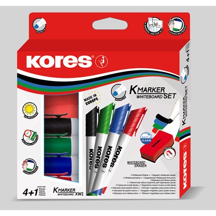 Kores K-M Plus Popisovač na tabule 4 ks  houbička