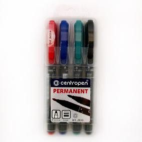 Permanentní popisovač Centropen 2836 - kulatý hrot, sada 4 barev
