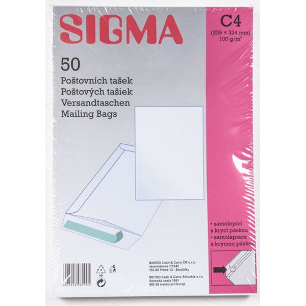 SIGMA Taška C4 bílá samolepicí s KP 50 ks