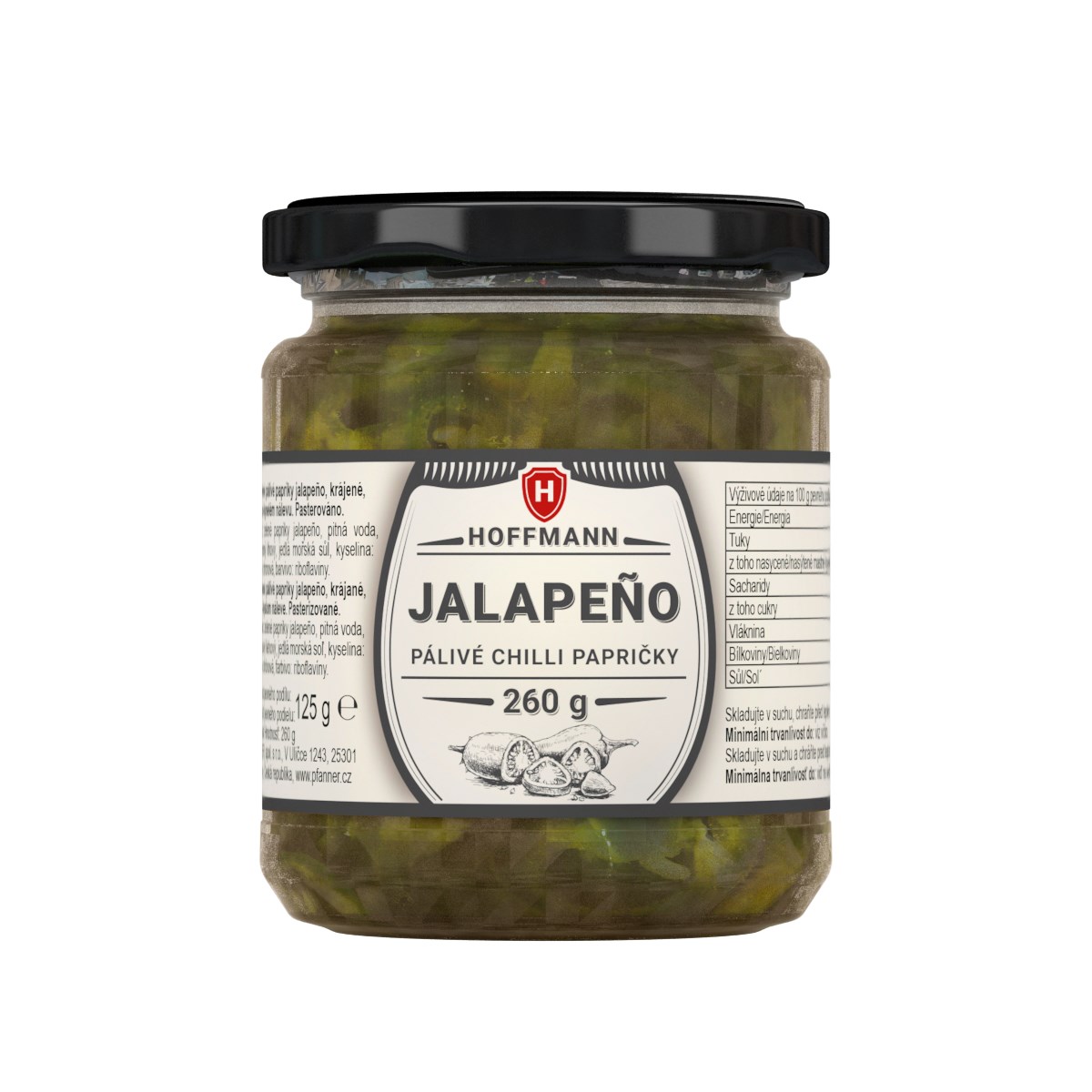 HOFFMANN Jalapeňo pálivé Chilli papričky 260 g