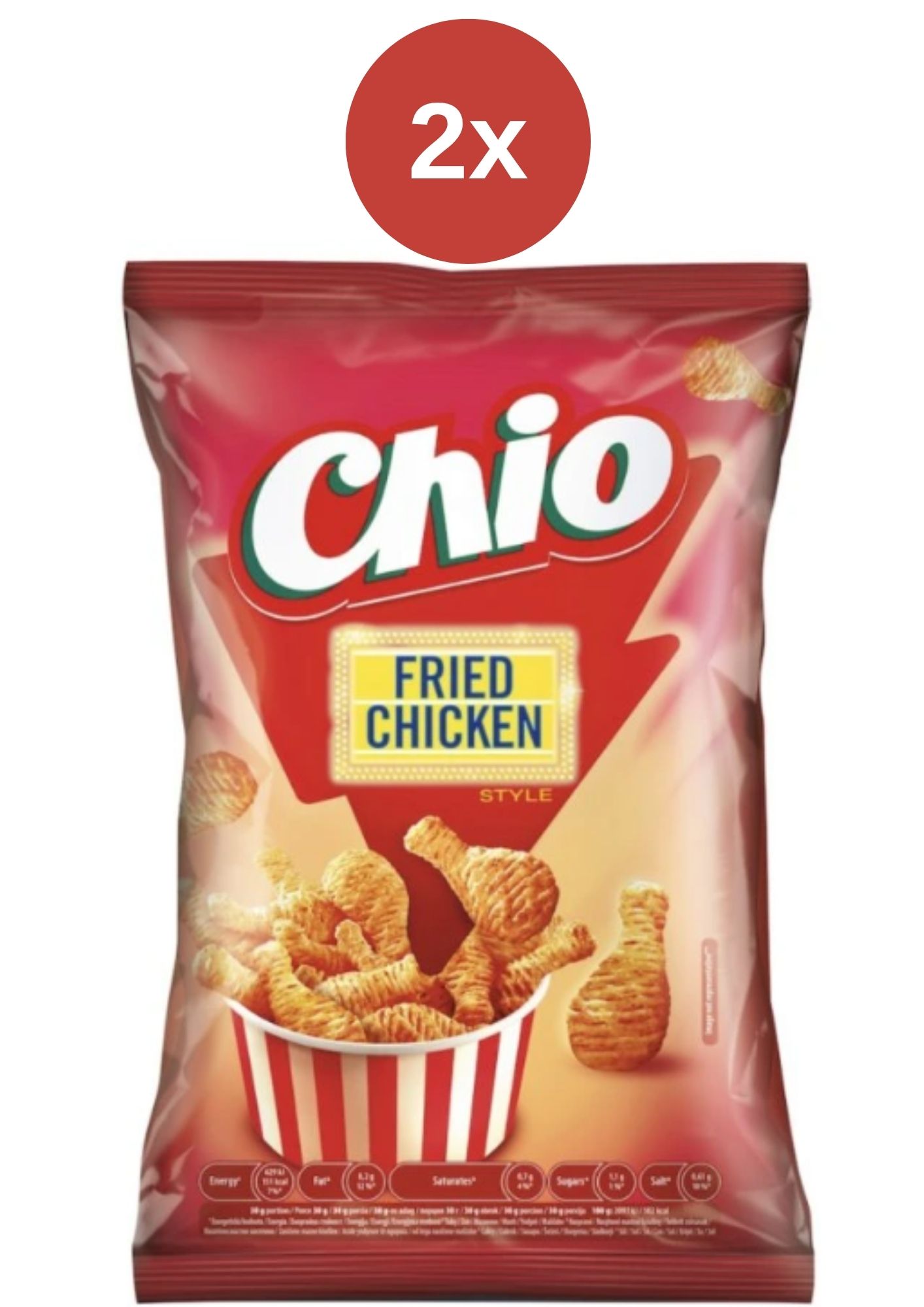 Chio Fried Chicken Style smažený bramborový snack s příchutí pečené kuře 2x65g