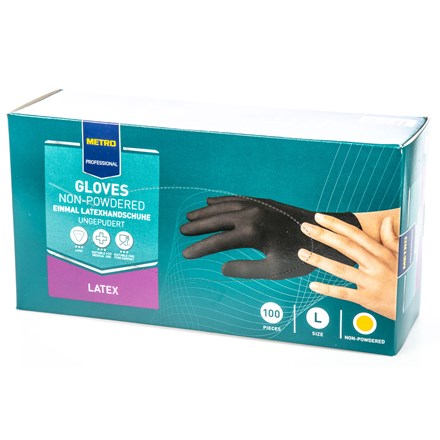 METRO PROFESSIONAL Rukavice nepudrované Latex černé vel. L 100 ks