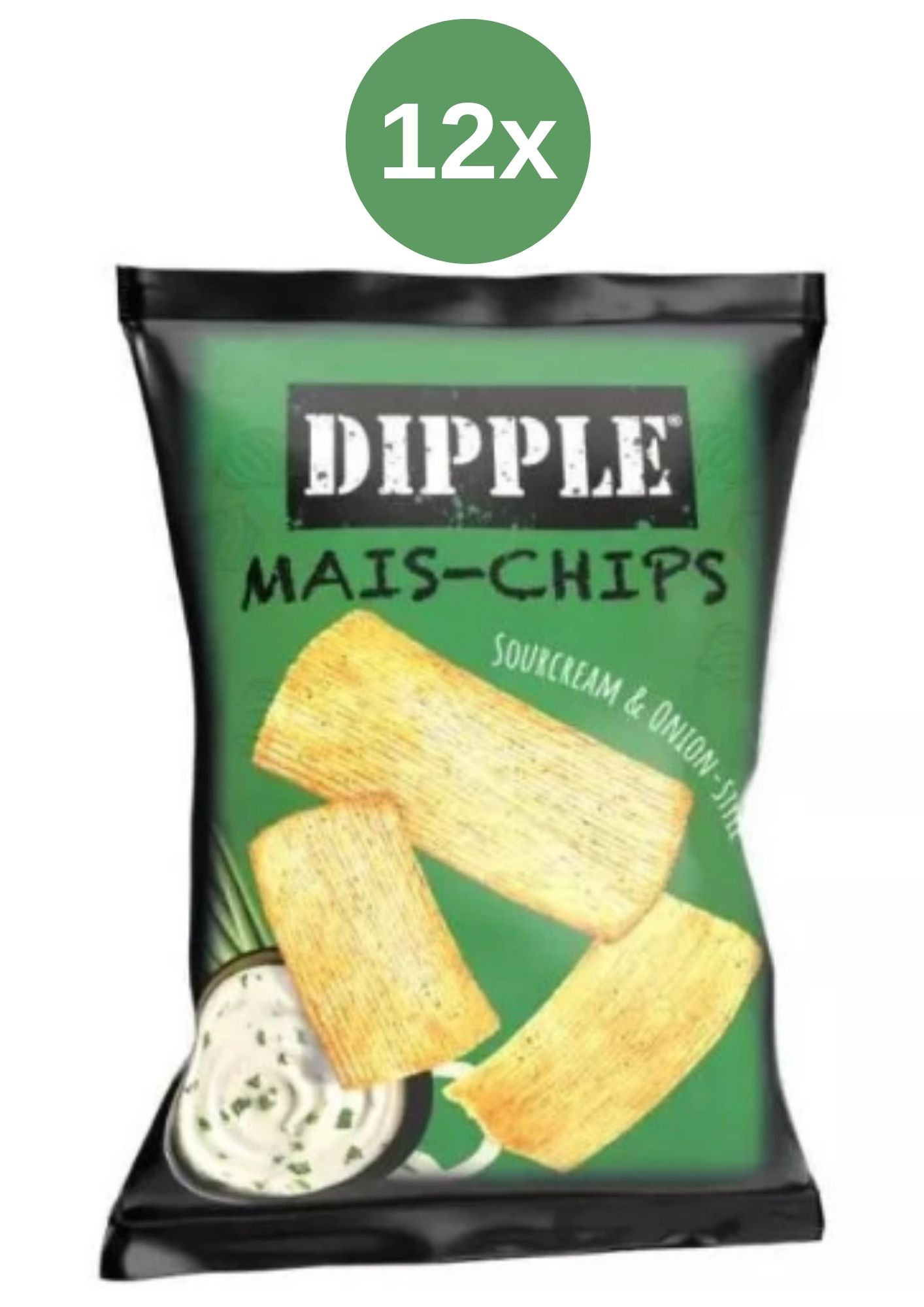 Dipple mais-chips sourcream & onion style 12x90g