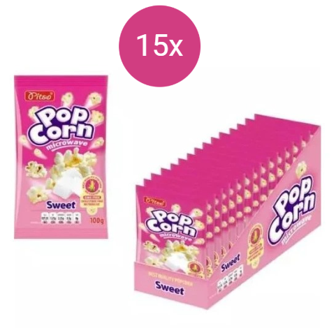 Pitso popcorn do mikrovlnky sladký 15x100g