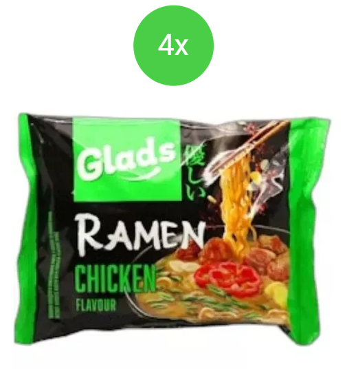 Glads instantní nudle ramen s příchutí kuřete 4x105g