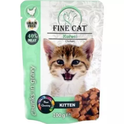 Fine Cat kapsička Grain-Free Kitten kuřecí v omáčce 100g