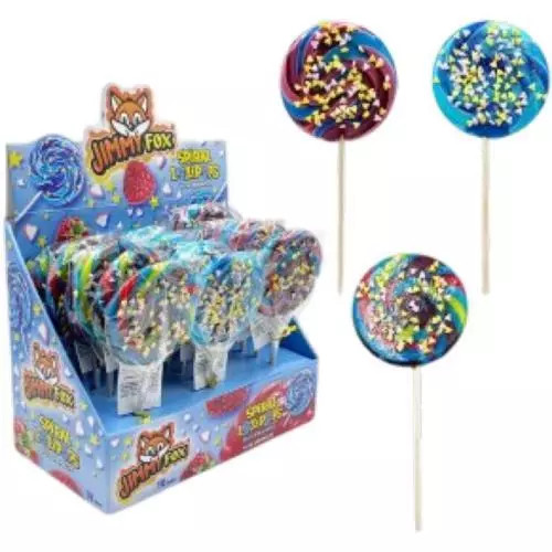 JimmyFox lízátko spiral raspberry with sprinkles /18/ 50g