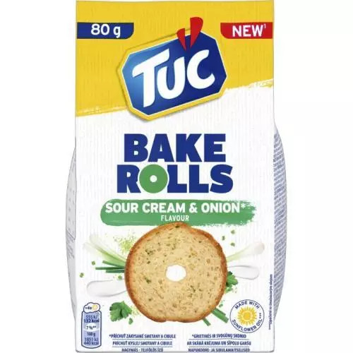 TUC bake rolls sour cream onion 80g