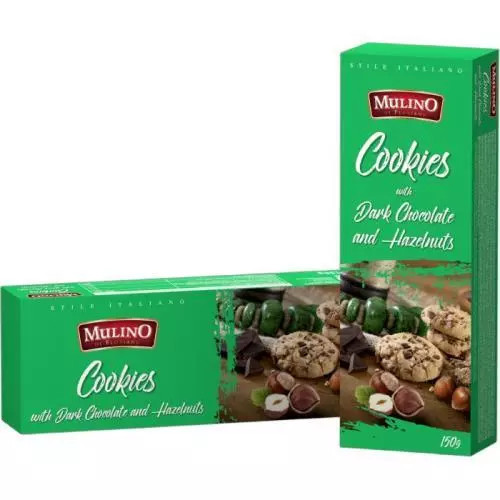 Mulino cookies dark chocolate hazelnuts 150g