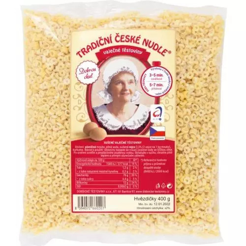 Dobšické těstoviny hvězdičky vaječné 400g