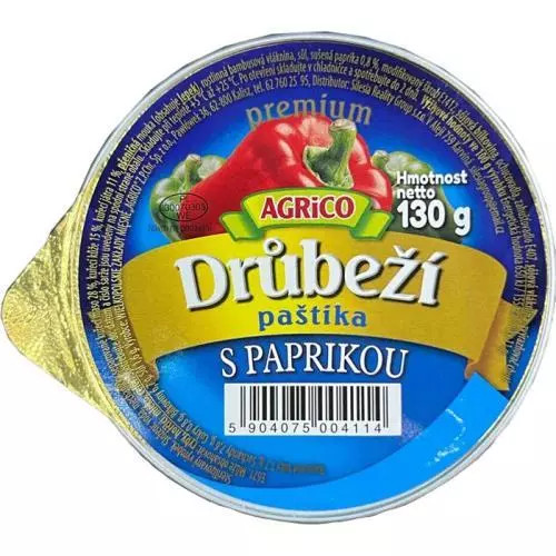 Agrico paštika drůbeží s paprikou 130g
