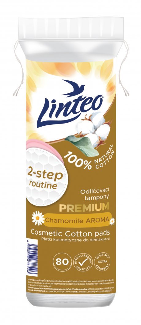 Odličovací tampony LINTEO PREMIUM, CHAMOMILE AROMA, 80 ks