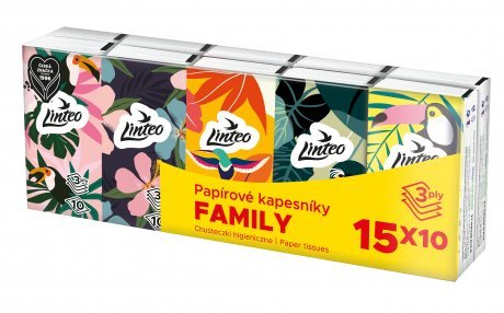 Papírové kapesníky Linteo – 3vrstvé, 15 × 10 ks