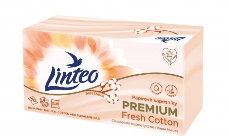 Papírové kapesníky Linteo Premium – bílé, 4vrstvé, 70 ks v krabičce