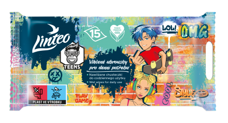 Vlhčené ubrousky Linteo Teens pro denní potřebu – 15 ks