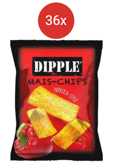 Dipple mais-chips paprika style 36x20g