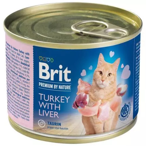 Brit Premium Cat by Nature konz Turkey&Liver 200g