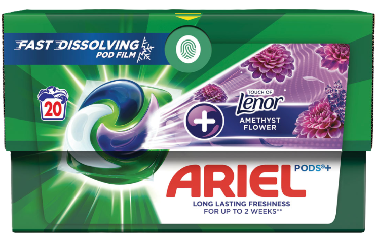 Ariel kapsle 20ks Lenor Amethyst Flower Eco box