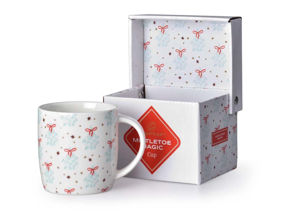 Hrnek keramický 380ml MISTLETOE MAGIC v dárkové krabičce, bílá