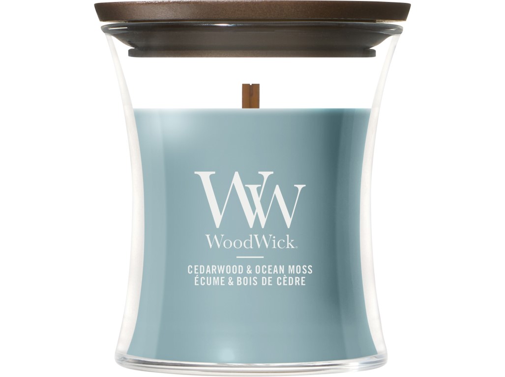 WoodWick Cedarwood & Ocean Moss svíčka malá