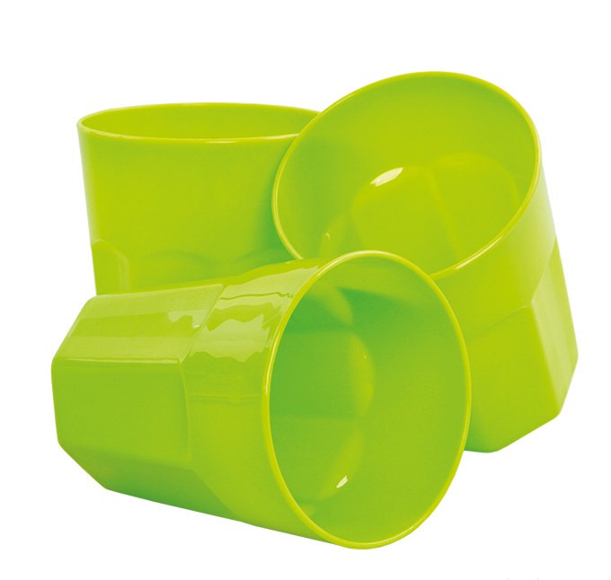 PRAKTIK | sada 3 plastových kelímků | zelené | 350 ml
