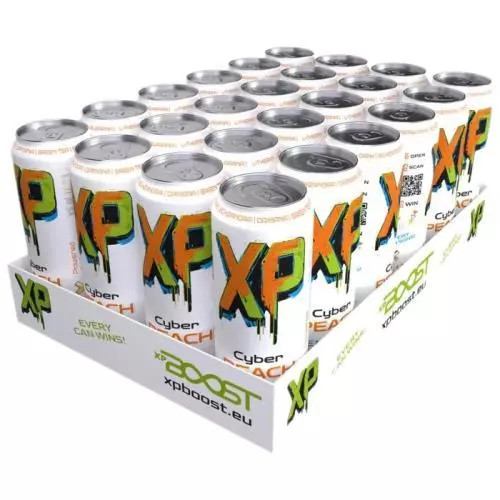 XP BOOST energetický nápoj cyber peach 0,5L PLECH
