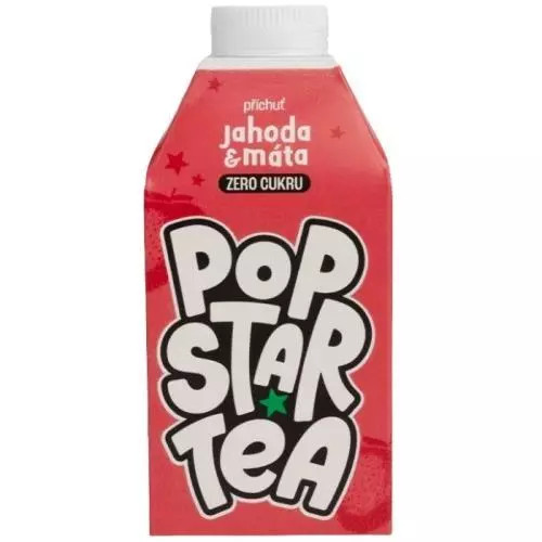 Popstar Tea ledový čaj jahoda máta zero 0,5L