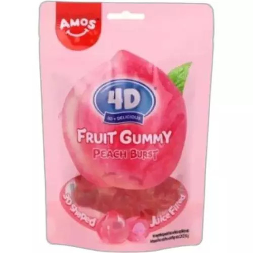 AMOS 4D Fruit Gummy Peach 65g CN
