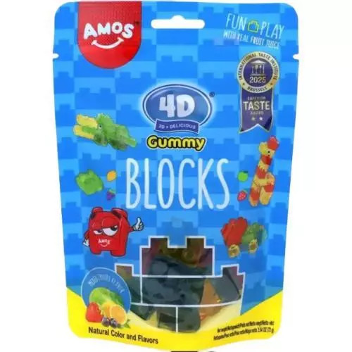 AMOS 4D Gummy Blocks Mixed Fruits 72g CN