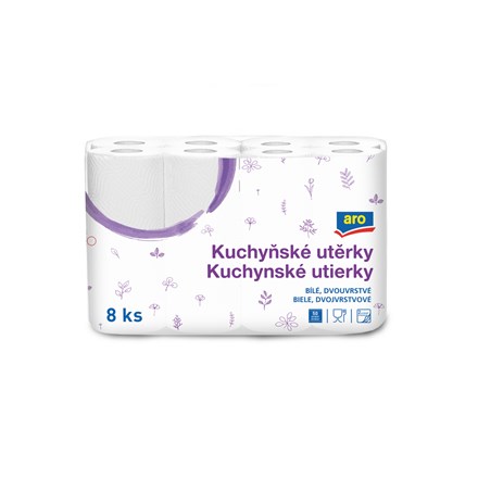 aro Kuchyňské utěrky 2vrstvé 11 m 8 ks