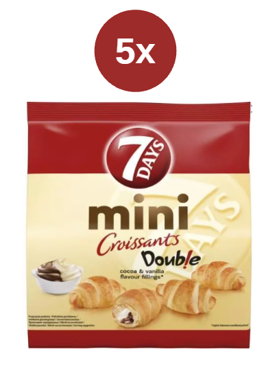 7Days mini croissant double cocoa-vanilla fillings 5x185g