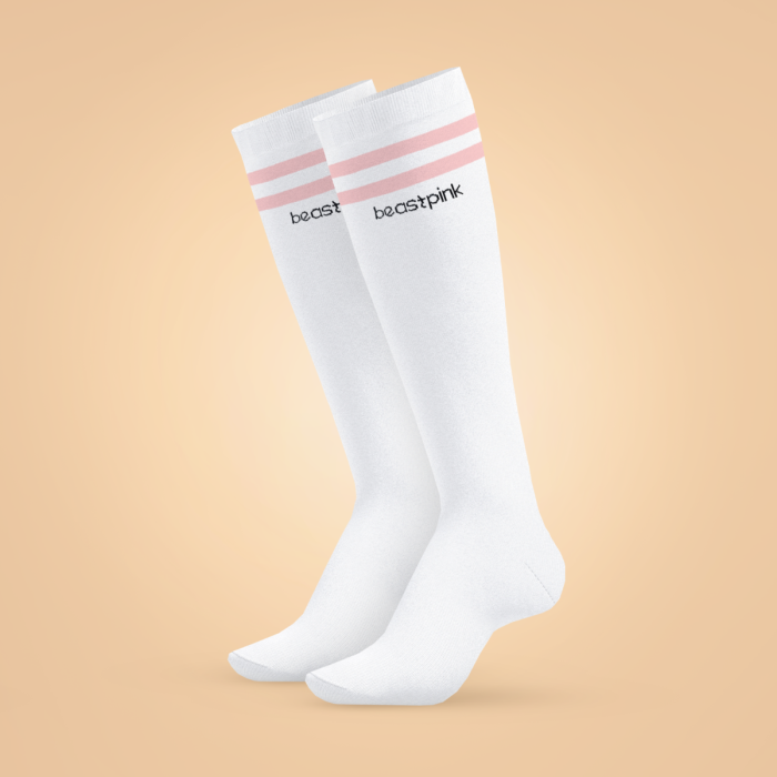 Podkolenky Knee High White - BeastPink