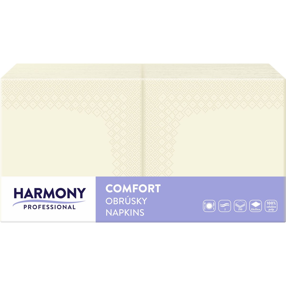 HARMONY Ubrousky 2vrtsvé cream/krémové 33 x 33 cm 250 ks