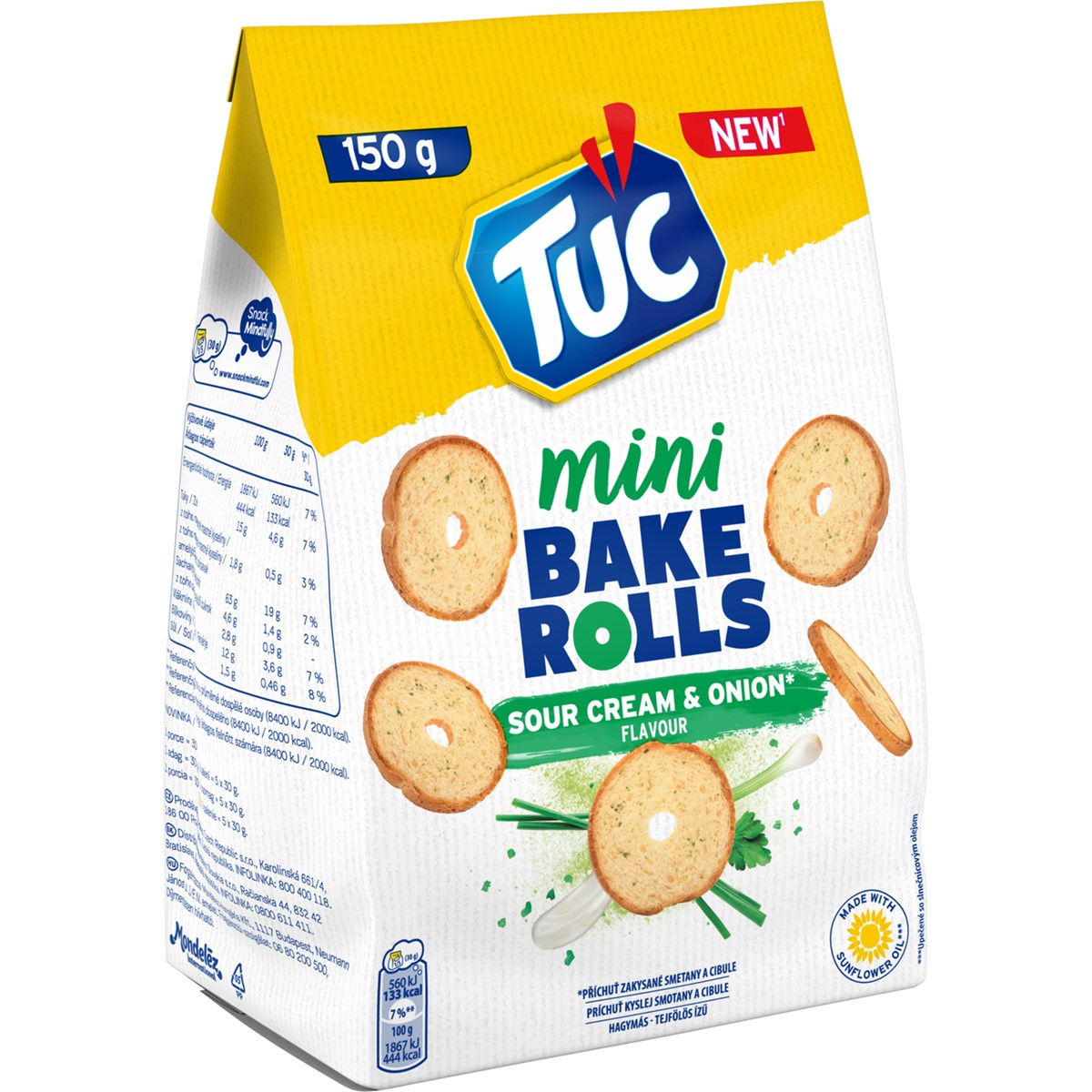 Slané krekry Tuc Bake Rolls mini - smetana, cibule, 150g