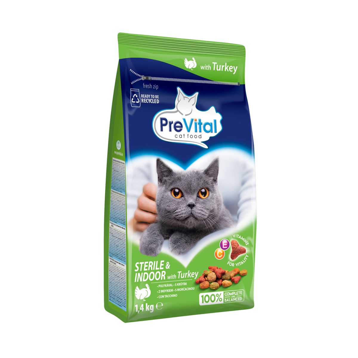 PreVital Granule krůtí pro indoor sterilizované kočky