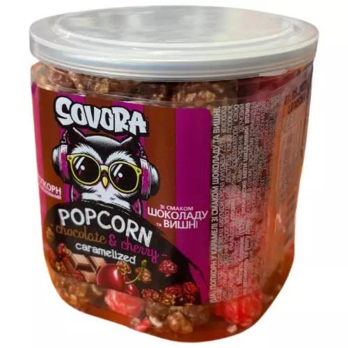 Sovora Popcorn karamel cherry chocolate cup 60g