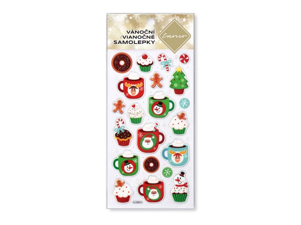 Samolepky vánoční mix barevná 10x21,4 cm