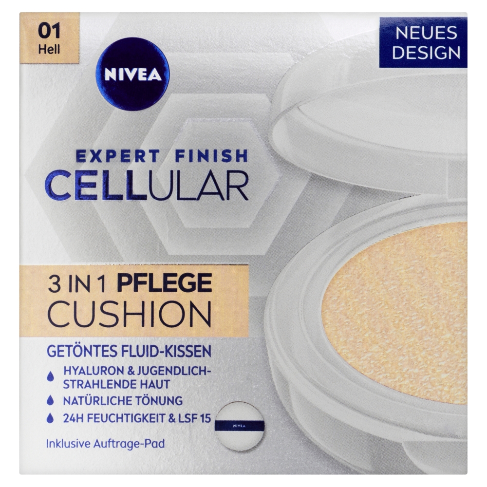 Levně Nivea Hyaluron Cellular Filler 3v1 pečující tónovací krém make-up v houbičce 01 Světlý 15 g